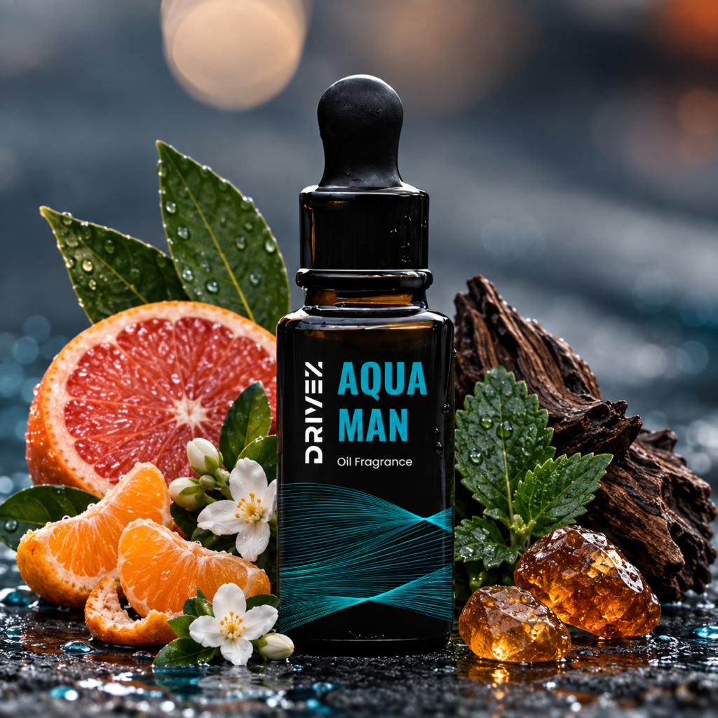 SMART AROMA — zestaw z metalowym dyfuzorem do samochodu Olejek AQUA MAN 10 ml — Drivez