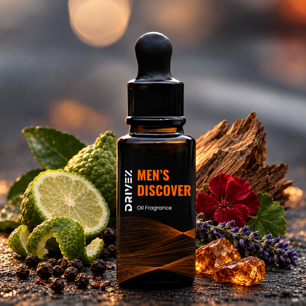 SMART AROMA — zestaw z metalowym dyfuzorem do samochodu Olejek MAN'S DISCOVERY 10 ml — Drivez