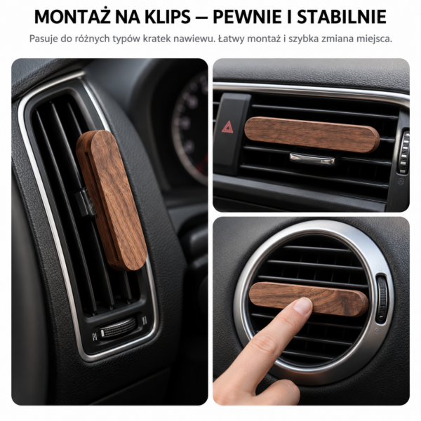 wood aroma montaż na wielu kratkach nawiewu